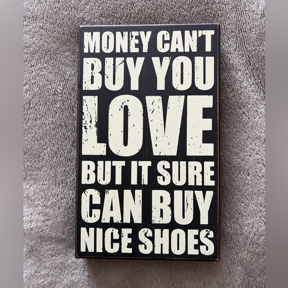 Black & White 'Love' Wooden Sign - Typography Wall Art